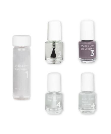 Dazzle Dry Mini Kit 4 Step System - Anticipation  an opaque dark slate gray with purple undertones. Full coverage cream. (5 Piece Kit)