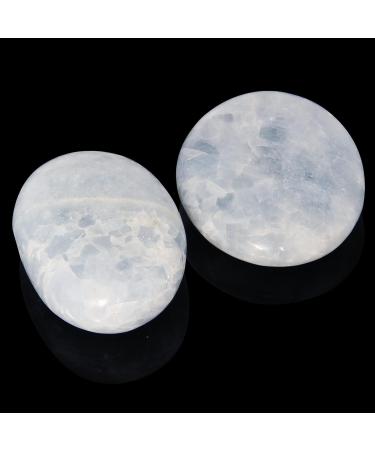 Orientrea Celestite Palm Stone - Set of 2 | Healing Crystal Worry Stone for Pocket Energy | Smooth Celestite - Buy Online on GoSupps.com