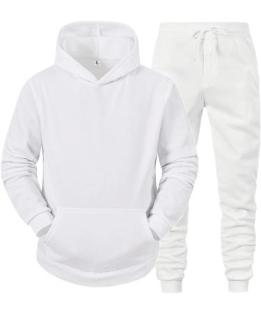 Hanxiulin Men's Training Suit Casual Zipper Jogging Set | Autumn & Winter Leisure Wear | XL White - Buy Online on GoSupps.com