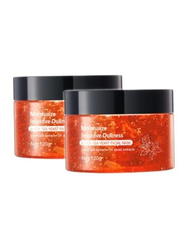 Masque visage la levure de th noir avec th noir et triple extrait de levure masque de nuit raffermissant au th noir am liore la peau s che et terne lisse la peau d licate 2pcs
