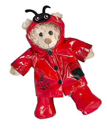 Ladybug Raincoat Teddy Bear Outfit (8")