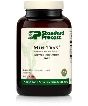 Standard Process Min-Tran - Whole Food Nervous System Supplements, Emotional Support and Stress Relief with Iodine and Magnesium - Vegetarian, Gluten Free - 800 Tablets