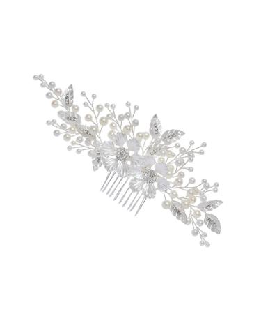 DOITOOL Rhinestone Comb For Girl Friends Hair Flower Combs Hair Accessories Bridal Headwear Tiara Comb for Bridal Hair Comb Pearl Bride