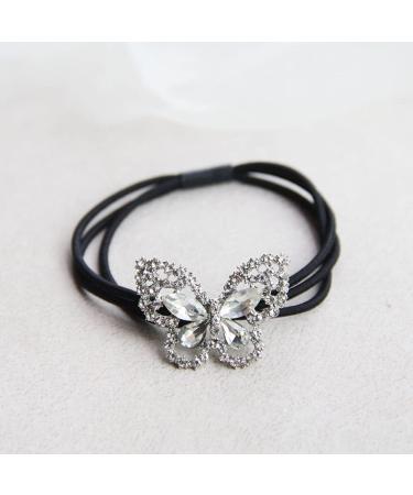 Xiwstar 6Pcs Korean Fashion Rhinestone Crystal Butterfly Hair Scrunchies - Stylish Three Layers Ponytail Holder for Women and Girls - Buy Online on GoSupps.com