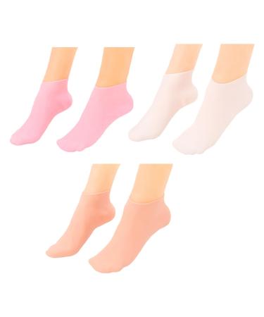 3 Pairs Silicone Moisturizing Socks Skin Care Foot Covers Silicone Socks Women Foot Spa Pedicure Silicone Socks Care Socks Foot Spa Gel Silicone Socks (3 Color 3 Pairs) 3 Color 3 Pairs