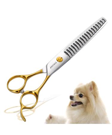 FOGOSP Professional Dog Grooming Scissors 7" 7.5 in Curved Grooming Scissors Thinning Shears for Grooming Chunker Straight Dog Grooming Shears For Groomers 6.75" Chunker Gold