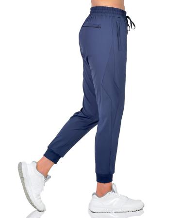 MYTREKALLY Women's Golf Pants Workout Gym Pants Joggers Athletic Tapered Track Pants for Training, Running, Yoga Navy Large