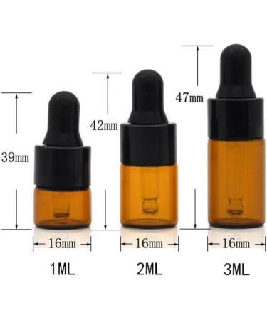 24 Mini Amber Glass Essential Oil Drip Bottles with Black Rubber Caps - Perfect for Cosmetics Perfume & Sample Liquid Storage (1ml) - Buy Online on GoSupps.com