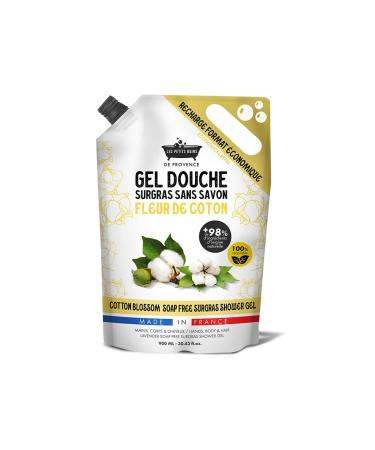 LES PETITS BAINS DE Provence Les Petits Bains de Provence Shower Gel Refill 900 ml Shower Gel Superfatted Soap Free +98% Natural Ingredients for Hands Body and Hair Recyclable