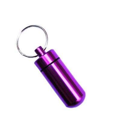 Purple Pill Organizer Mini Pill Box Metal Pill Box Emergency Medicine Drug Box Tank with Keychain Case Stainless Steel for Outdoor Travel Waterproof Case Outdoor Camping Hiking Traveling