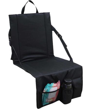 Stadium Seat Cushion | Thick Stadium Seat with Back Support and 4 Pockets Lightweight Waterproof Back Support Picnic Bleacher Seats for Outdoor Black - Buy Online on GoSupps.com