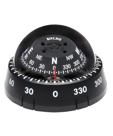 Kayaker by Ritchie Navigation XP-99 - Black Housing with Black 2.75-inch Direct Reading Dial Surface Mount Compaas
