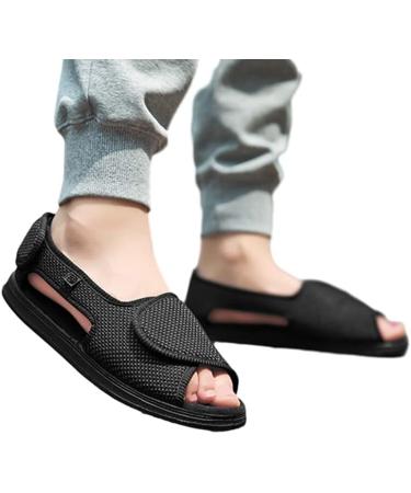 PENINSULA LOVE Women's Diabetic Sandals - Adjustable Extra Wide Edema Slippers for Swollen Feet - Non-Slip Open Toe House Shoes for Arthritis Elderly - Black, US9 - Buy Online on GoSupps.com