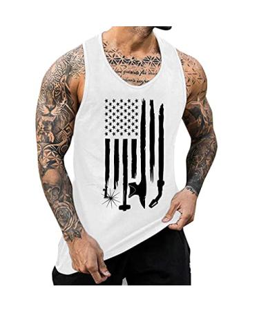 UMIYI Mens Tank Top Beach Funny, Sports Sleeveless Tee Cool Workout Tanks Men Athletic Tanks Top Undershirts Z22-white X-Large