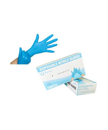 Gants jetable en nitrile Bleu Pack de 100 pieces taille S M L sans poudre pour nettoyage cuisine Gants de protection Medium