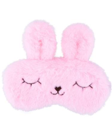 ULIFEMALL Cute Rabbit Sleeping Mask Soft Plush Bunny Blindfold Funny Novelty Sleep Mask Eye Cover Eyeshade for Kids Girls Boys Women Men Night Nap Travel Meditation 8 Rabbit / Pink