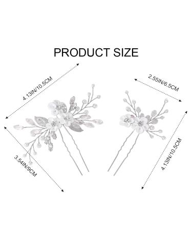 Gorais Flower Bride Wedding Hair Pins - Silver Rhinestone & Pearl Hair Clips for Women and Girls (Pack of 2) - Buy Online on GoSupps.com