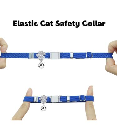 Personalized Royal Blue Cat Collar - Engraved with Name & Phone Number Elastic Design with Bell for International Shipping - Buy Online on GoSupps.com