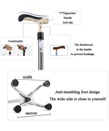 Crutch Crutches for The Elderly - Large Four-Legged Walking Stick - Non-Slip and Lightweight Aluminum Alloy Walking Stick for unadorned 9 Height Adjustable Levels for Elderly People with ar Journey - Buy Online on GoSupps.com