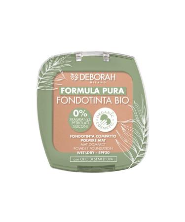Deborah Group Deborah Milano Demi Mat BIO Formula Pura Compact Foundation color Caramel 4 SPF 20 not tested on animals vegan without fragrances petrolatum and silicone Caramel 4
