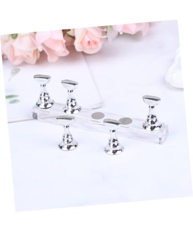 Healeved 2 Sets Nail Art Accessories Crystals for Nails Nail Polish Tips Stand Tool Stand Nail Practice Stand Nail Tips Holder Fake Nail Holder Nail Art Tip Display Base Frame Magnet 2.5*1cm Silver - Buy Online on GoSupps.com