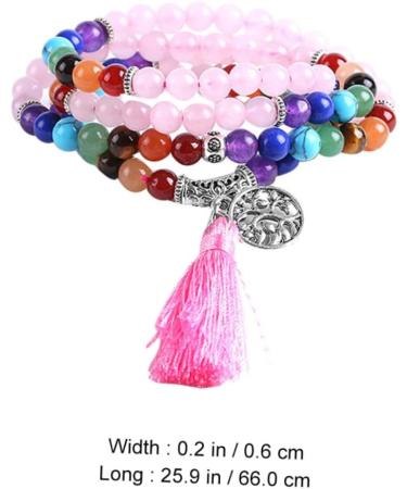 TENDYCOCO 1pc 108 Pink Crystal Bracelet Retro Chakra Mothers Day Jewelry Creative Bracelet Bohemian Feng Shui Beaded Friendship Bracelets Diamond Women's Unique Natural Stone Accessories - Buy Online on GoSupps.com
