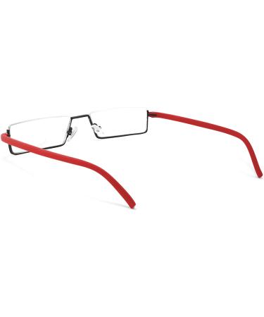 Half Frame Blue Light Blocking Reading Glasses TR90 Rim Readers with Case - Lightweight Unisex Design (Red, 1.0x) - Buy Online on GoSupps.com