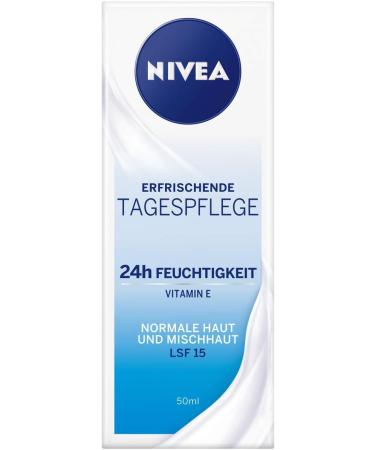 Nivea day cream for 24 hours of moisture + fresh moisturizer with SPF 15 day cream for normal & combination skin 1 x 50 ml - Buy Online on GoSupps.com