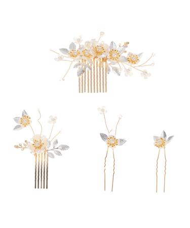 Angoily 2 Sets Hair Accessories Flower Decor Bridal Hair Pin Hair Decor Wedding Decor Bride Headpieces for Wedding Bridal Headpiece Flower Headpiece Zinc Alloy Pearl Women's Comb