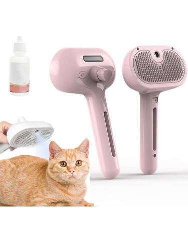 Animal hair cleaning brush 4-in-1 universal pet knot remover with 20 ml disposable essence Self-cleaning cat brush pet care comb cat hair brush to remove (pink)