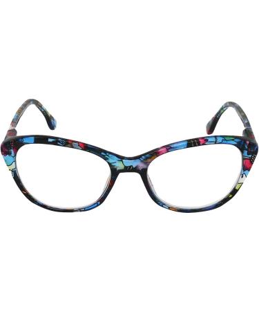 Mini Cat Eye Reading Glasses for Women - Colorful Plastic Frames Floral Pattern 1.0 Diopter Free Case Included - Buy Online on GoSupps.com
