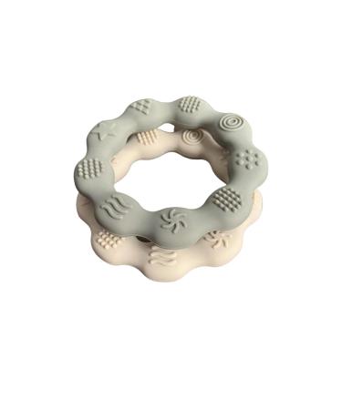 ModernKIDSco. Silicone Teething Ring in Green & Cream - Soothes Baby's Teething Discomfort - Buy Online on GoSupps.com
