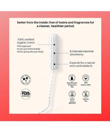 Organic Cotton Tampons with BPA-Free Applicator - Non-Toxic & Hypoallergenic - Super Absorbency - 32 Count Box - Buy Online on GoSupps.com