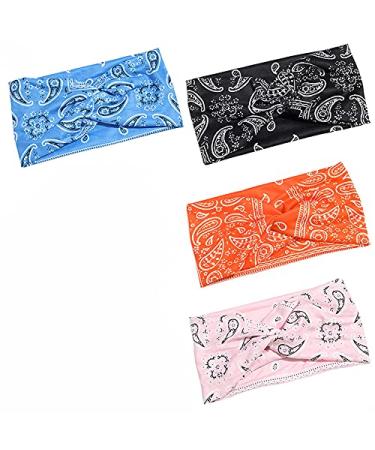 Mengloo Women s Wide Knot Printed Elastic Yoga Hairband - Stylish Sports Turban Twist Headband for Girls - International Shipping Available - Buy Online on GoSupps.com