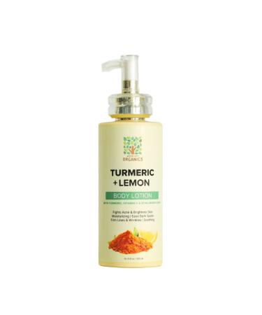 Motor City Organics' Turmeric Lemon Body Lotion - Natural Brightening & Firming Cream. Non-Staining Formula & Clean Scent. For All Skin Types | 10.15 Oz | Made with Turmeric Vitamin C and Hyaluronic Acid