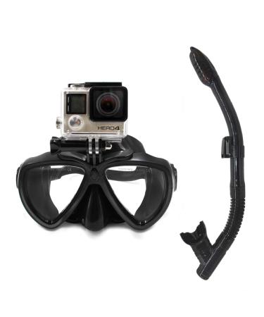 PATALACHI DERTA Silicone Diving Glass with Detachable Screw Mount Diving Mask Scuba Snorkel Swimming Goggles for Sports Camera GoPro HD Hero 8/7/6/5/4/3,GoPro Session,5/4 Session,DJI Osmo Action Black