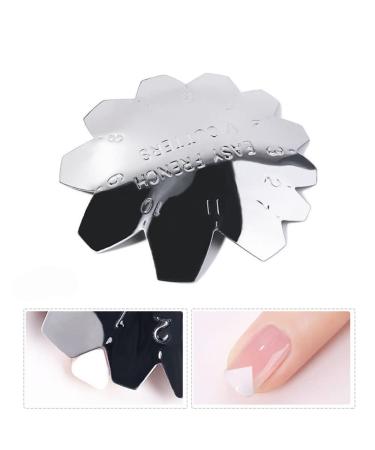 WPOND nail art edge trimmer template manicure styling template stainless steel colorful French style DIY crystal nail production nail tool silver f
