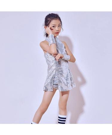 LOLANTA Girls Sequins Dance Dress - Sparkly Hip Hop Jazz Outfit Silver, Size 10-11 Yrs - Buy Online on GoSupps.com