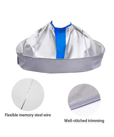 Haircut Capes for Adults & Kids - Foldable Salon Apron Umbrella Cape in Silver & Blue - Buy Online on GoSupps.com