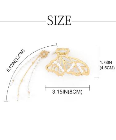 Bohend Pearl Hair Claw Bow Large Thick Hair Clip with Tassels | Stylish Hair Accessories for Women & Girls - Buy Online on GoSupps.com