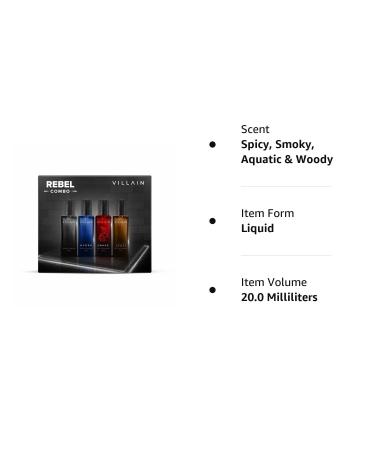 Villain's Rebel Luxury Perfume Gift Set for Men 4x20 ml with Woody Oud Musk Aqua Perfume | Men Fragrance Set | EDP Perfume Combo - Buy Online on GoSupps.com