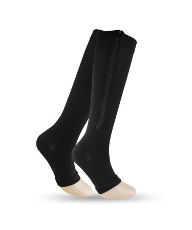 1 pair of calf height open toe area compression stockings compression stockings with zipper support stockings with open toes for varicose veins edema relaxation pregnant