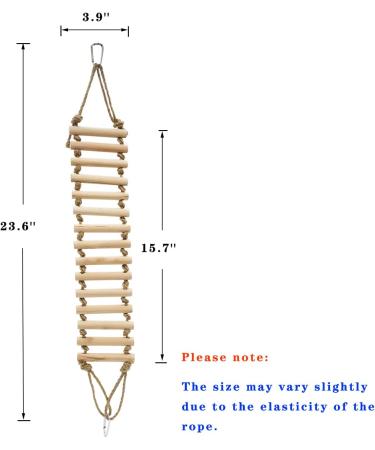 Seaokais Wooden Rope Ladder for Birds | 15.7 x 3.9 | 2 Aluminum Carabiners Clips | Bird Cage Accessories - Buy Online on GoSupps.com