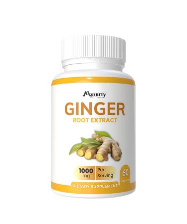 Mysurty Ginger Root Extract | Ginger Root Supplement | Ginger Capsules 1000mg | Capsules for Men & Women - 60 Capsules (Pack 1)