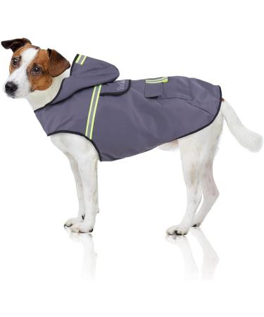 Bella & Balu Hundersmantel - waterproof dog coat with hood and reflectors for dry safe walking rangs the dog playground and the vacation with dog (XS | gray) XS gray