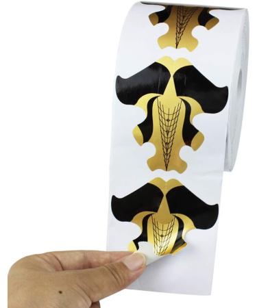 FingerAngel 100PCS Adhesive Stiletto Nail Forms System for UV Gel Acrylic Golden Color Nail Tips Extension Forms - Buy Online on GoSupps.com