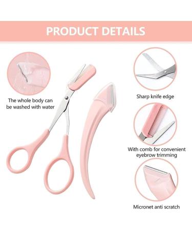 Eyebrow Trimmer Scissor Eyebrow Razor Eyebrow Comb Scissor Eyebrow Cut Scissor Eyelash Hair Remover Cut Eyebrows Shaping Tool Eyebrow Grooming Set Eyebrow Scissor with Comb for Men Women(Pink) - Buy Online on GoSupps.com