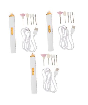 POPETPOP Manicure Kit 3pcs Nail Polisher Portable Nail Manicure Electric Nail Drill File Nail Art Polisher Nail Art Machine Nail Art Grinding Head Nail Grinders abs Electric Drill Pen 15.2X2X2CMx3pcs Whitex3pcs