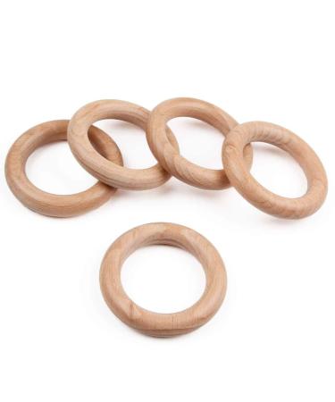Unfinished Wood Rings 2-3/4 Baby Wood Teether Bracelet Bulk Organic Beech DIY Hanger 0.47 Thick 20PCS 2-3/4 20Pack