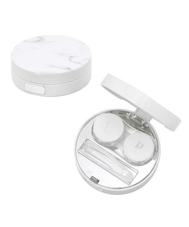 Exceart travel container contact lenses travel kit case marble pattern box container holder with tweezers and solution bottle mirror for women girls silver container